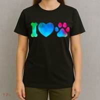 I Love My Dog Paw Print Colorful T-Shirt thumb 4
