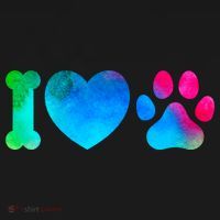 I Love My Dog Paw Print Colorful T-Shirt thumb 7