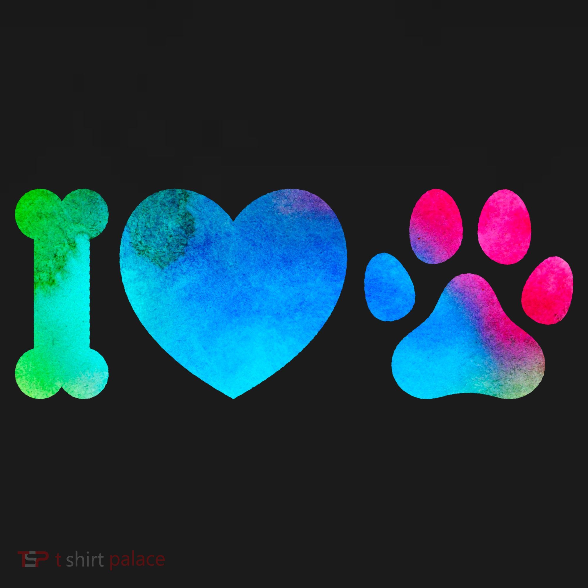 I Love My Dog Paw Print Colorful T-Shirt