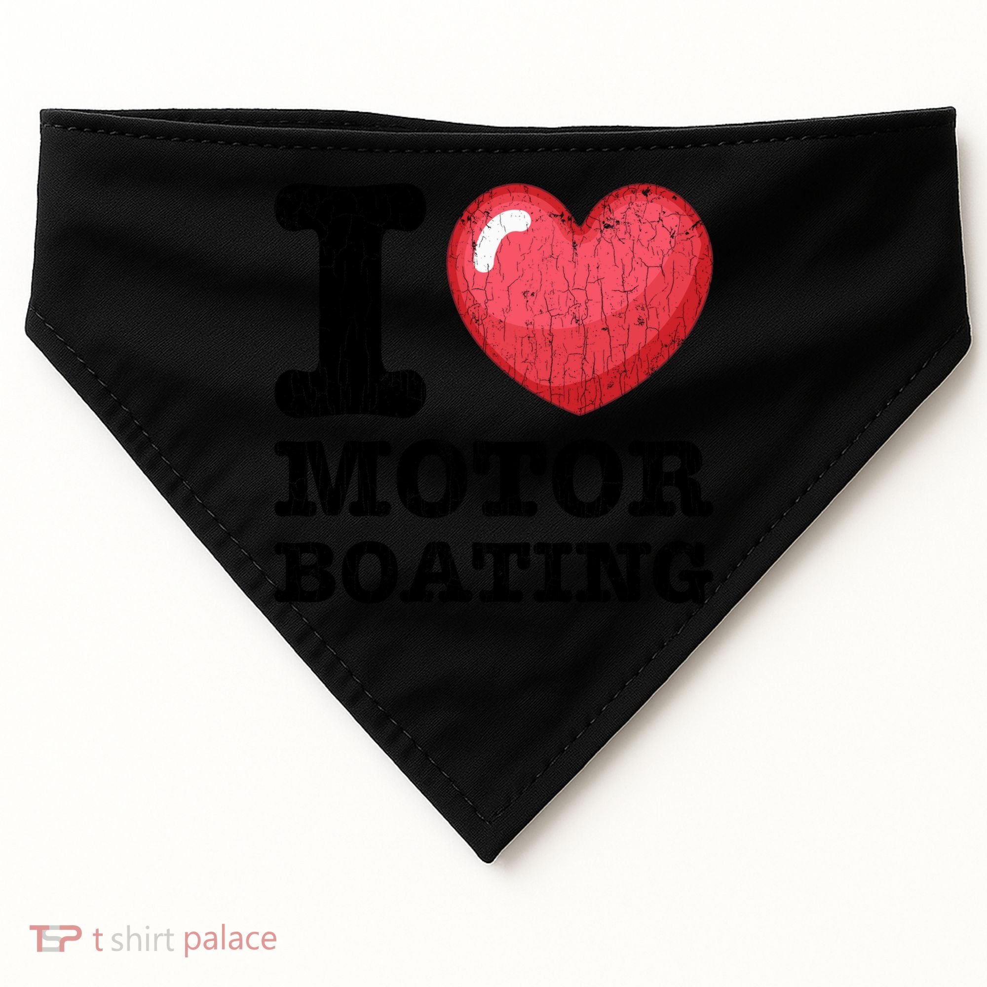 I Love Motor Boating Funny Sailor Sailing Sailboat Graphic Funny Gift USA-Made Doggie Bandana