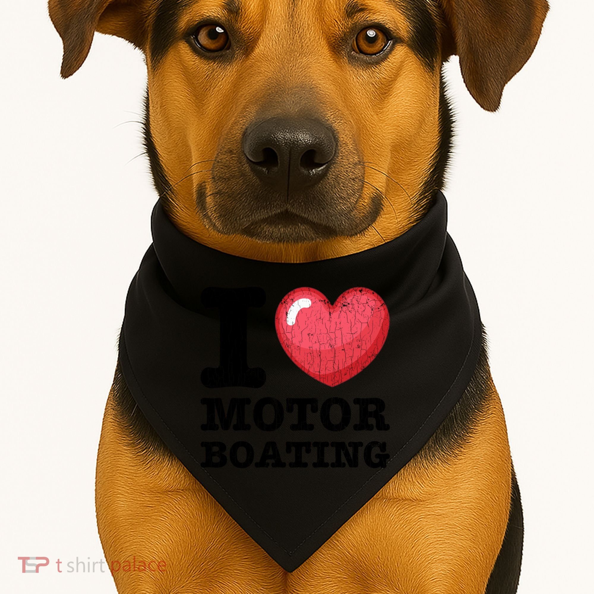 I Love Motor Boating Funny Sailor Sailing Sailboat Graphic Funny Gift USA-Made Doggie Bandana