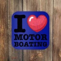 I Love Motor Boating Funny Sailor Sailing Sailboat Graphic Funny Gift Coaster thumb 0