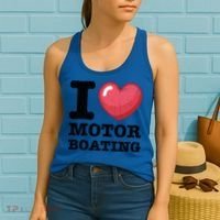 I Love Motor Boating Funny Sailor Sailing Sailboat Graphic Funny Gift Women's Tank Top thumb 2