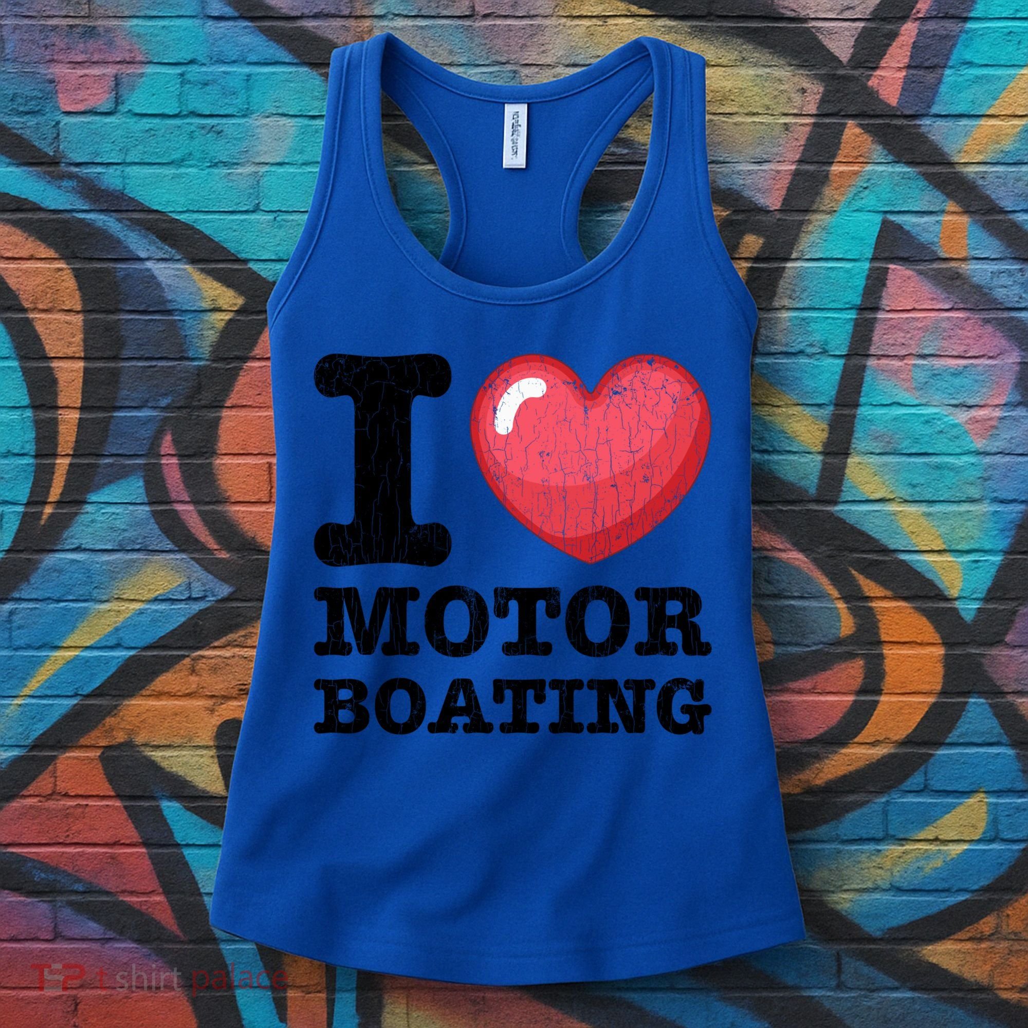 I Love Motor Boating Funny Sailor Sailing Sailboat Graphic Funny Gift Women's Tank Top