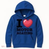 I Love Motor Boating Funny Sailor Sailing Sailboat Graphic Funny Gift Kids Hoodie thumb 0