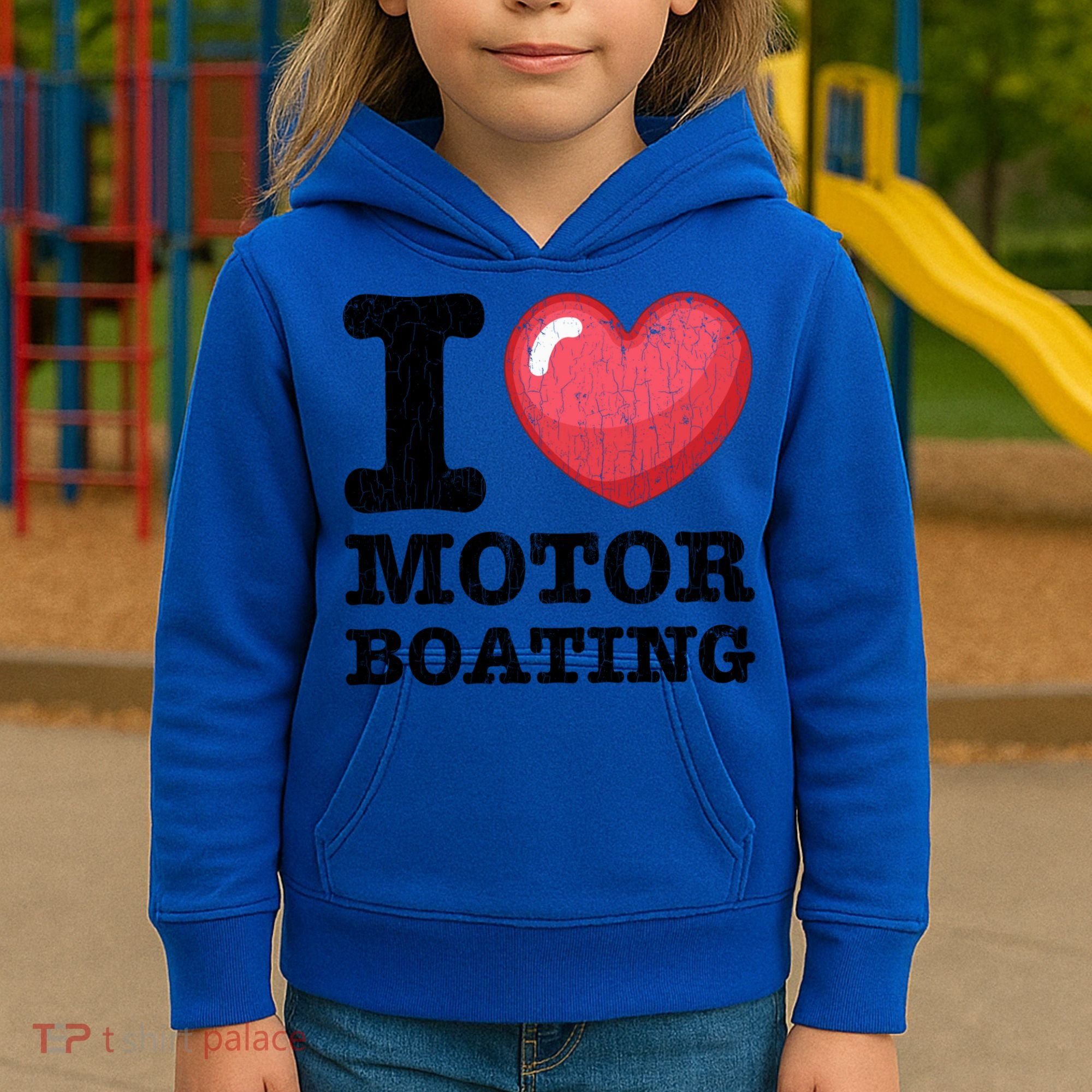 I Love Motor Boating Funny Sailor Sailing Sailboat Graphic Funny Gift Kids Hoodie
