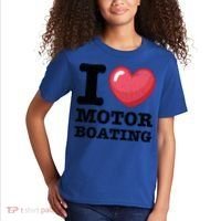 I Love Motor Boating Funny Sailor Sailing Sailboat Graphic Funny Gift Kids T-Shirt thumb 2