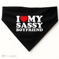 I Love My Sassy Boyfriend Bf USA-Made Doggie Bandana thumb 0