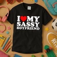 I Love My Sassy Boyfriend Bf Kids T-Shirt thumb 3