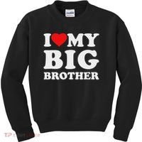 I Love My Big Brother Heart Kids Sweatshirt thumb 0
