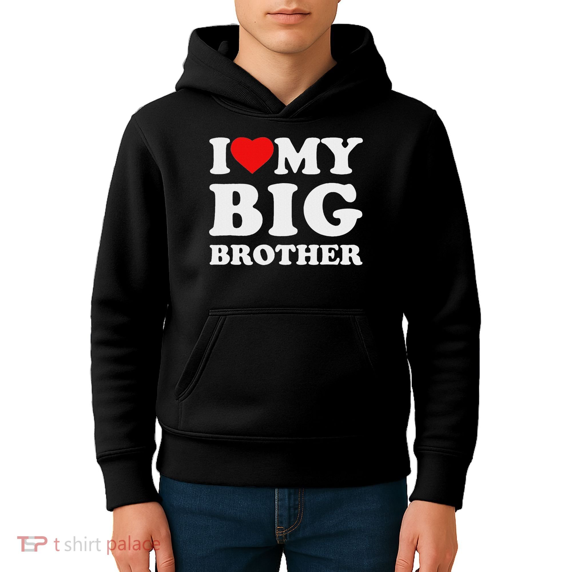 I Love My Big Brother Heart Kids Hoodie