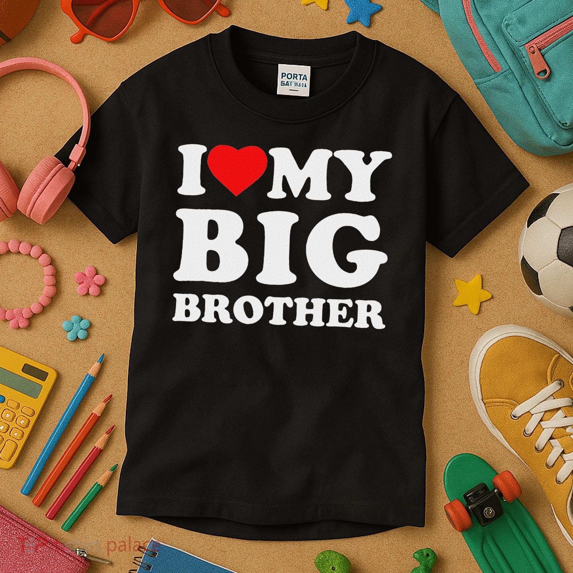 I Love My Big Brother Heart Kids T-Shirt