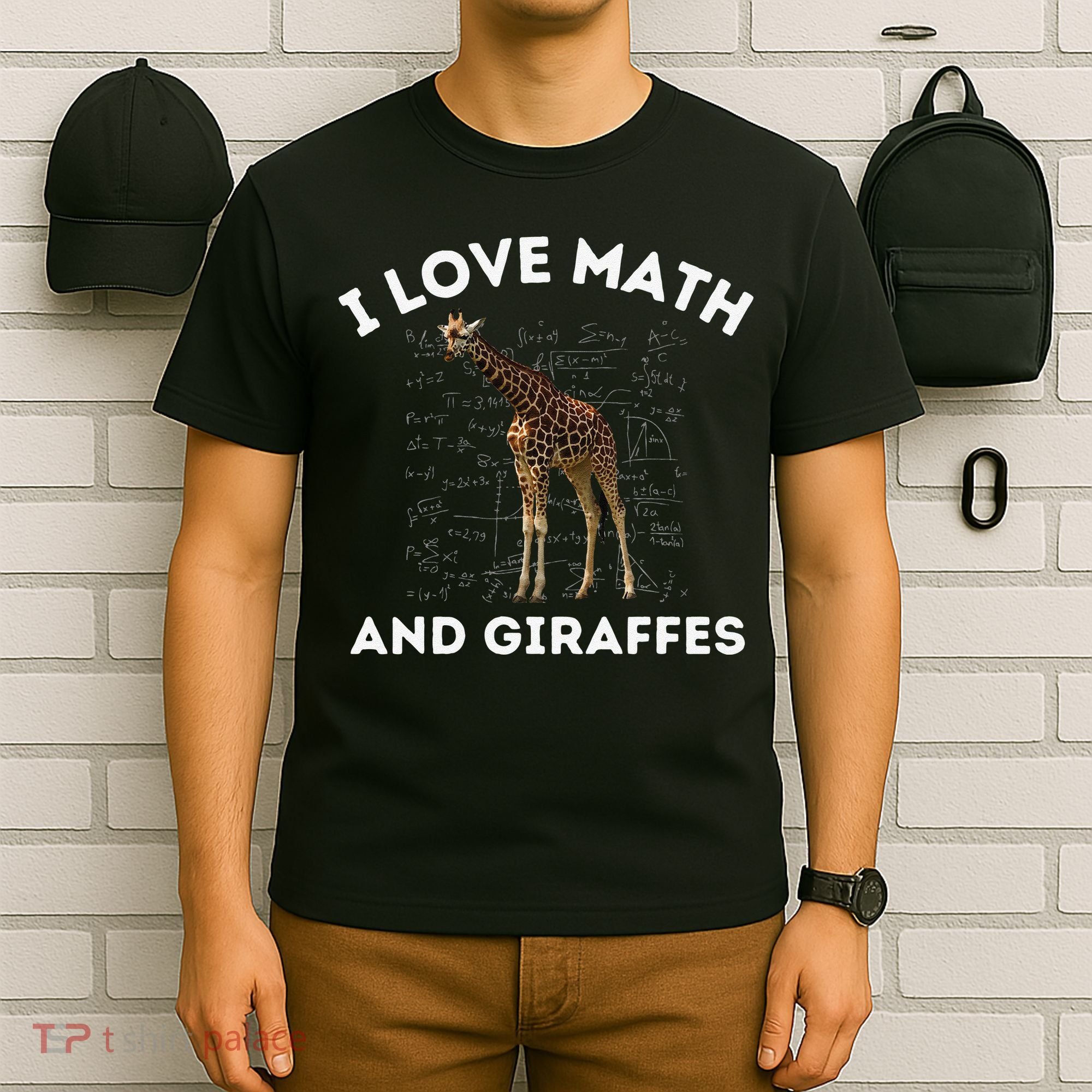 I Love Math And Giraffes Algebra STEM Teacher T-Shirt