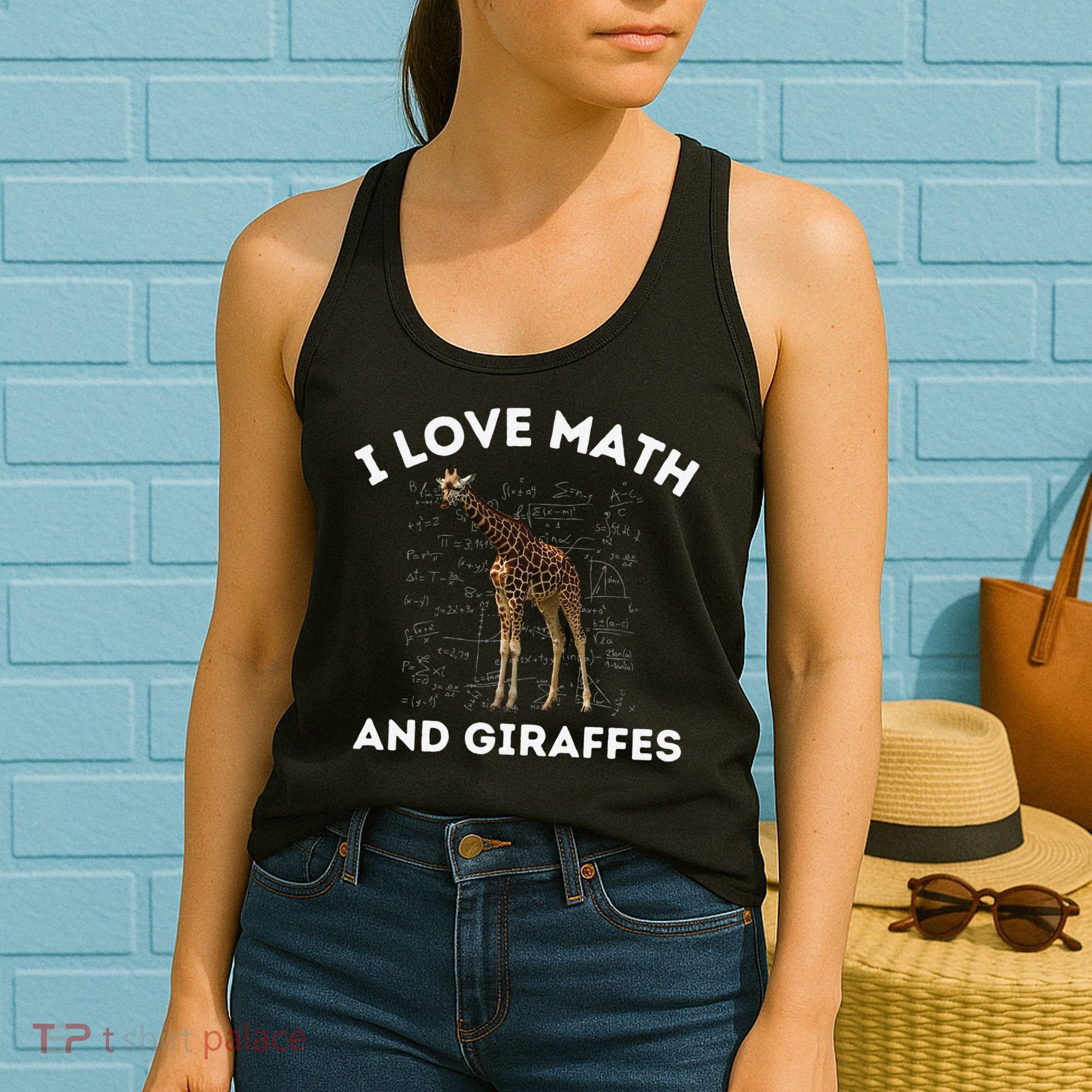 I Love Math And Giraffes Algebra STEM Teacher Women's Tank Top