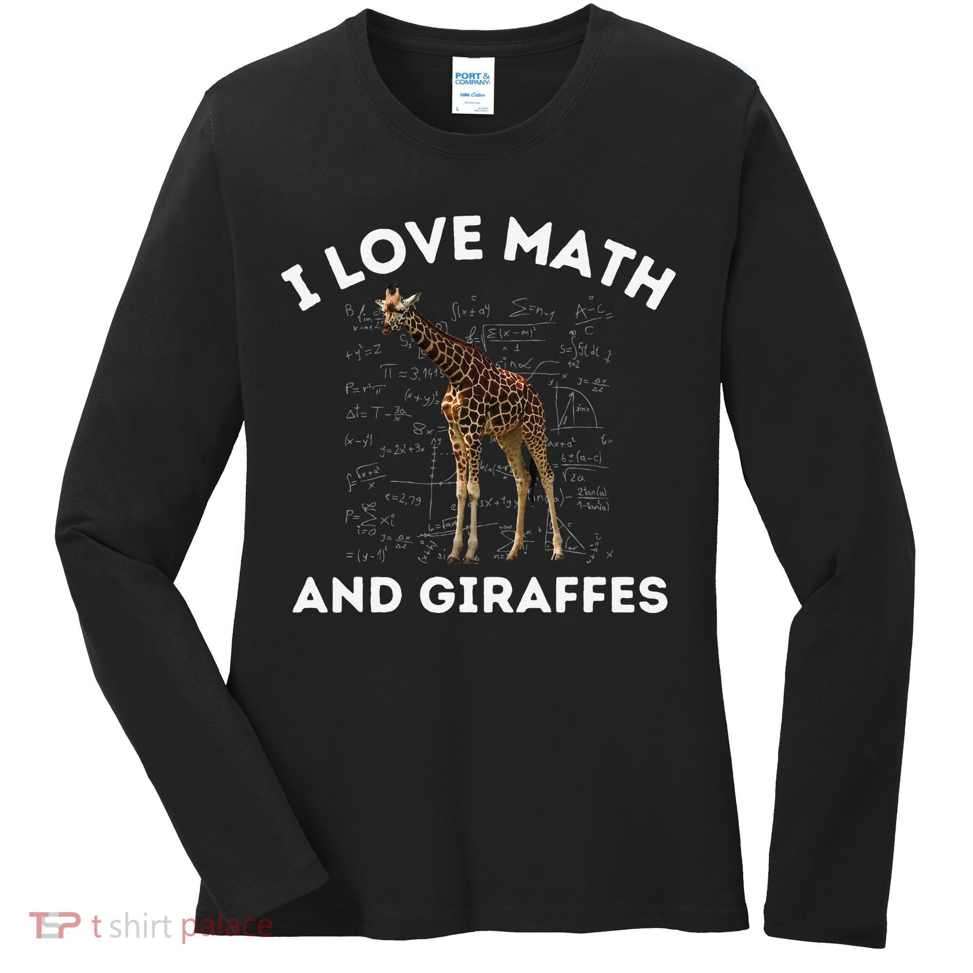 I Love Math And Giraffes Algebra STEM Teacher Women's Long Sleeve Shirt