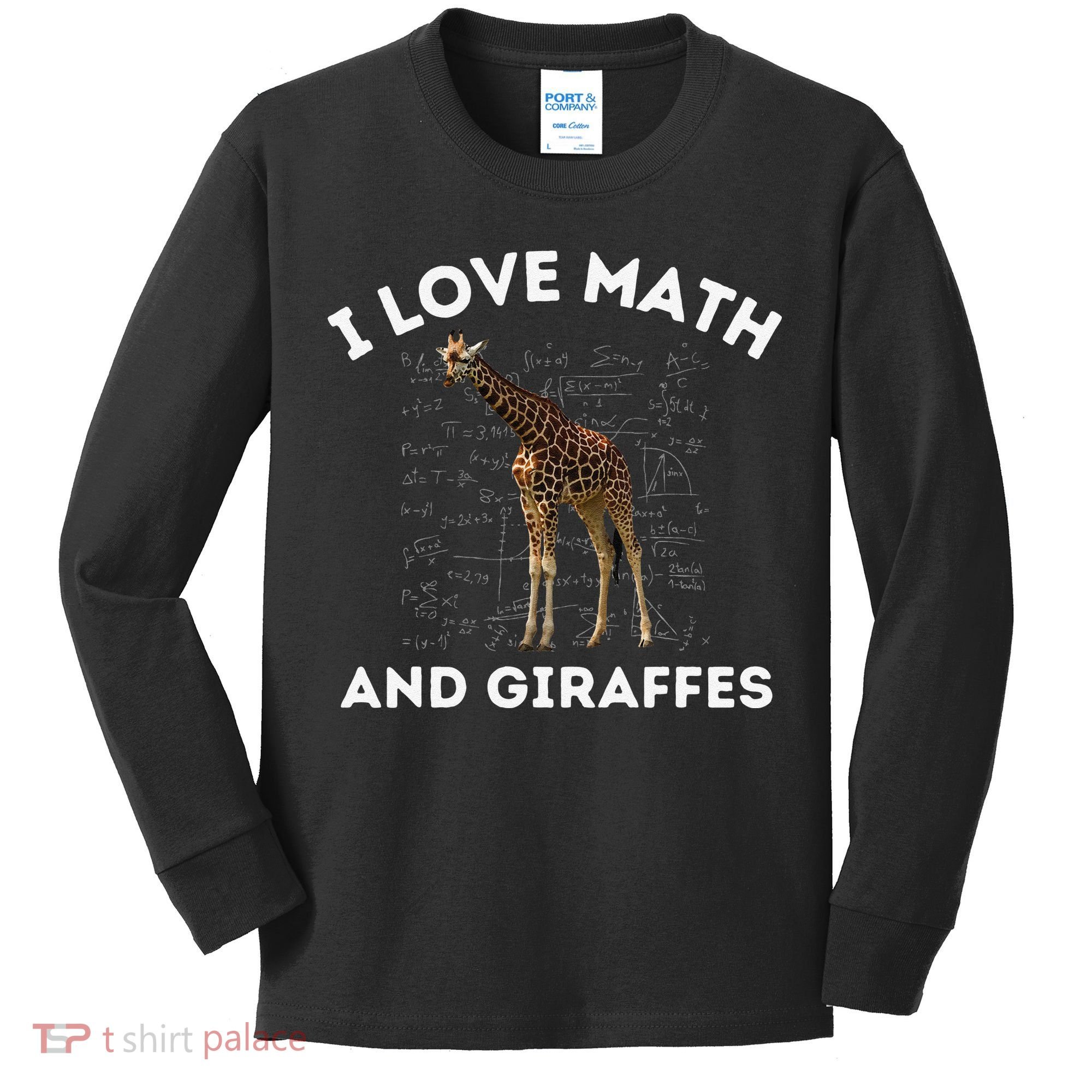 I Love Math And Giraffes Algebra STEM Teacher Kids Long Sleeve Shirt