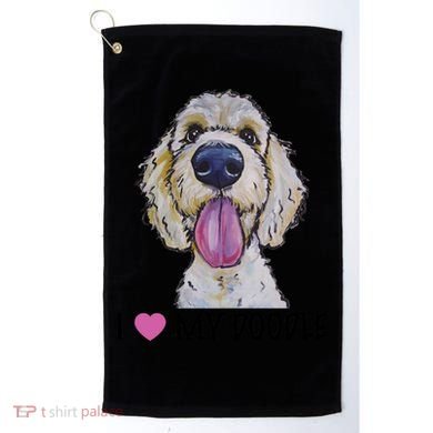 I Love My Doodle Gift Golden Doodle Gift Golf Towel