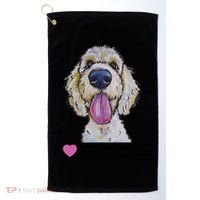 I Love My Doodle Gift Golden Doodle Gift Golf Towel thumb 0