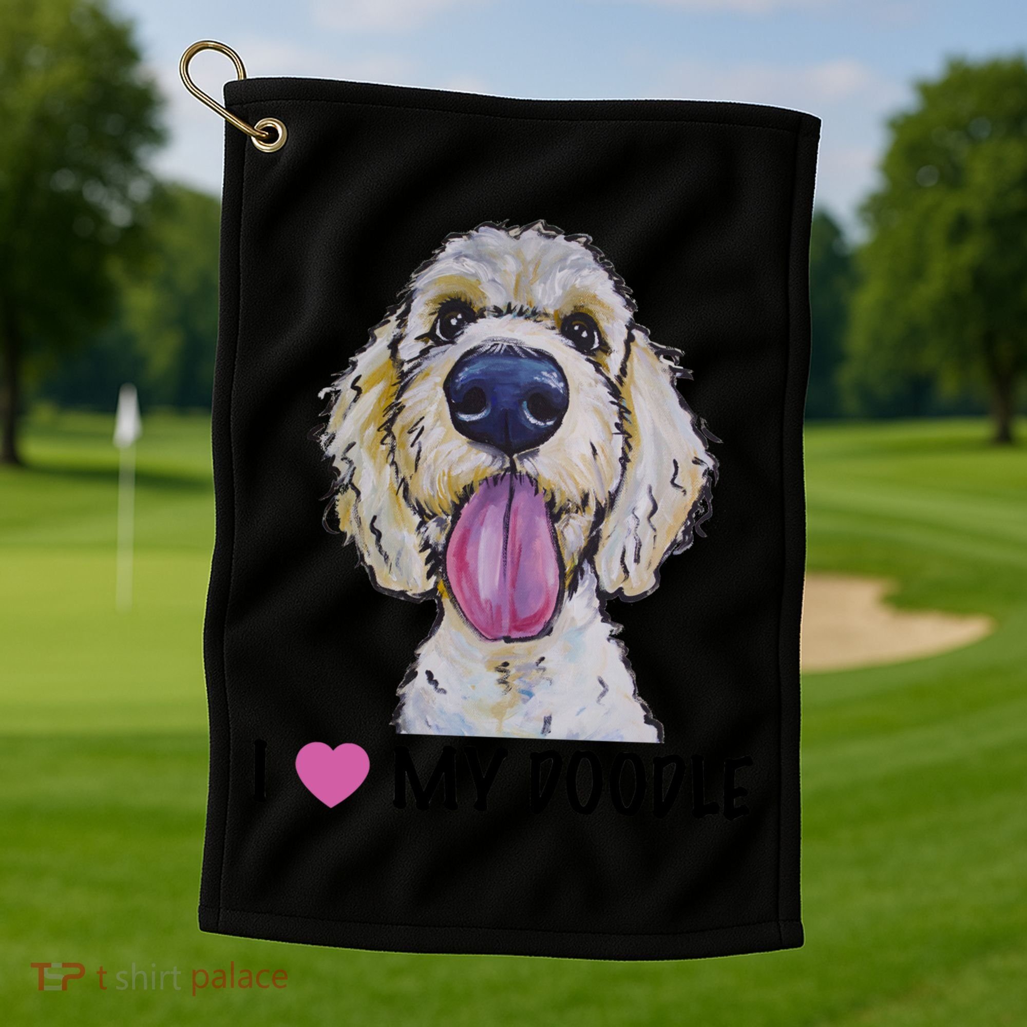 I Love My Doodle Gift Golden Doodle Gift Golf Towel