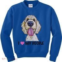 I Love My Doodle Gift Golden Doodle Gift Kids Sweatshirt thumb 0