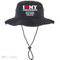 I Love My Girlfriend So Please Stay Away From Me Funny Bucket Hat thumb 0
