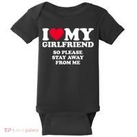 I Love My Girlfriend So Please Stay Away From Me Funny Baby Bodysuit thumb 0