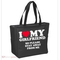 I Love My Girlfriend So Please Stay Away From Me Funny Tote Bag thumb 2