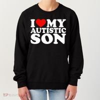 I Love My Autistic Son Gift I Heart My Son With Autism Mom Gift Women's Sweatshirt thumb 0