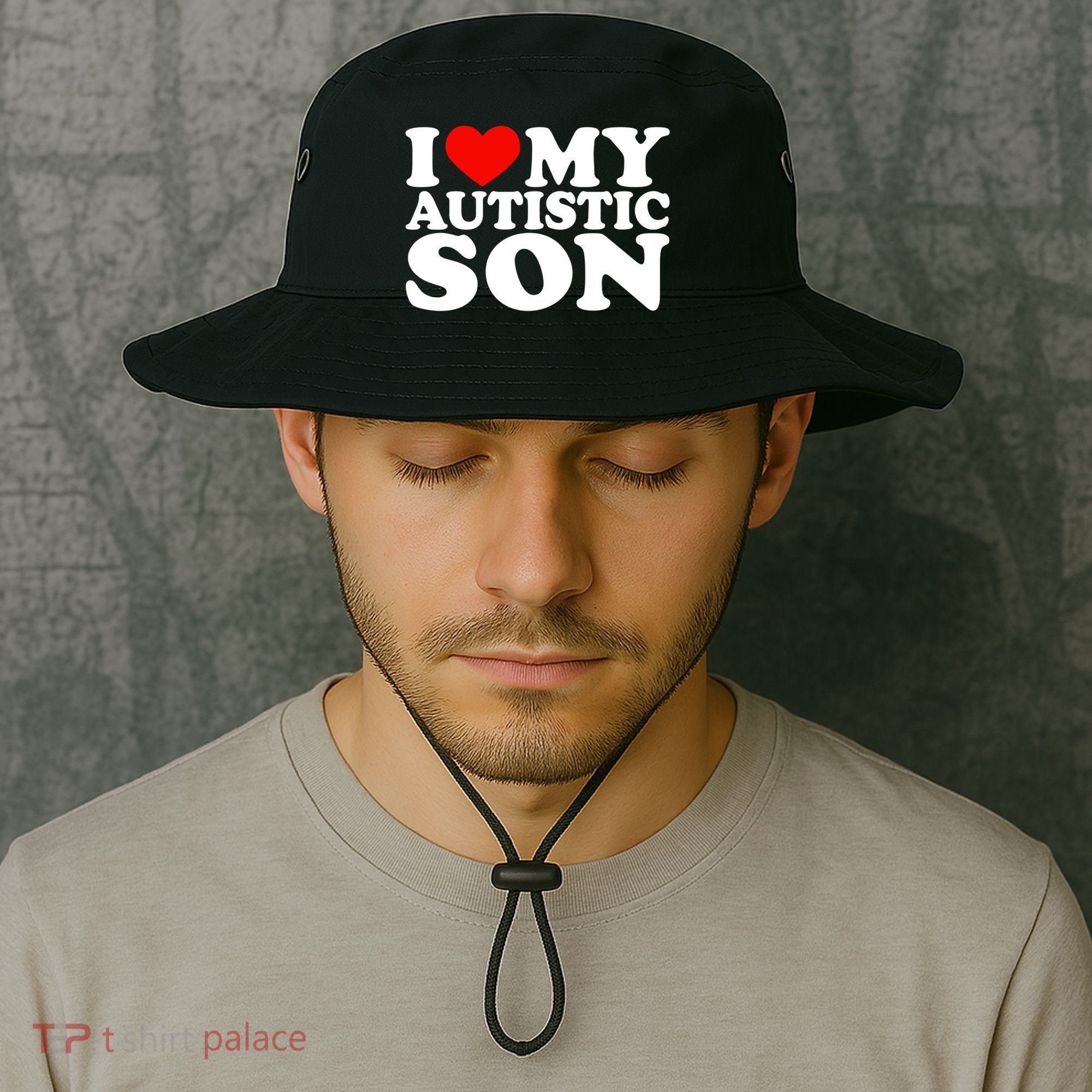 I Love My Autistic Son Gift I Heart My Son With Autism Mom Gift Bucket Hat