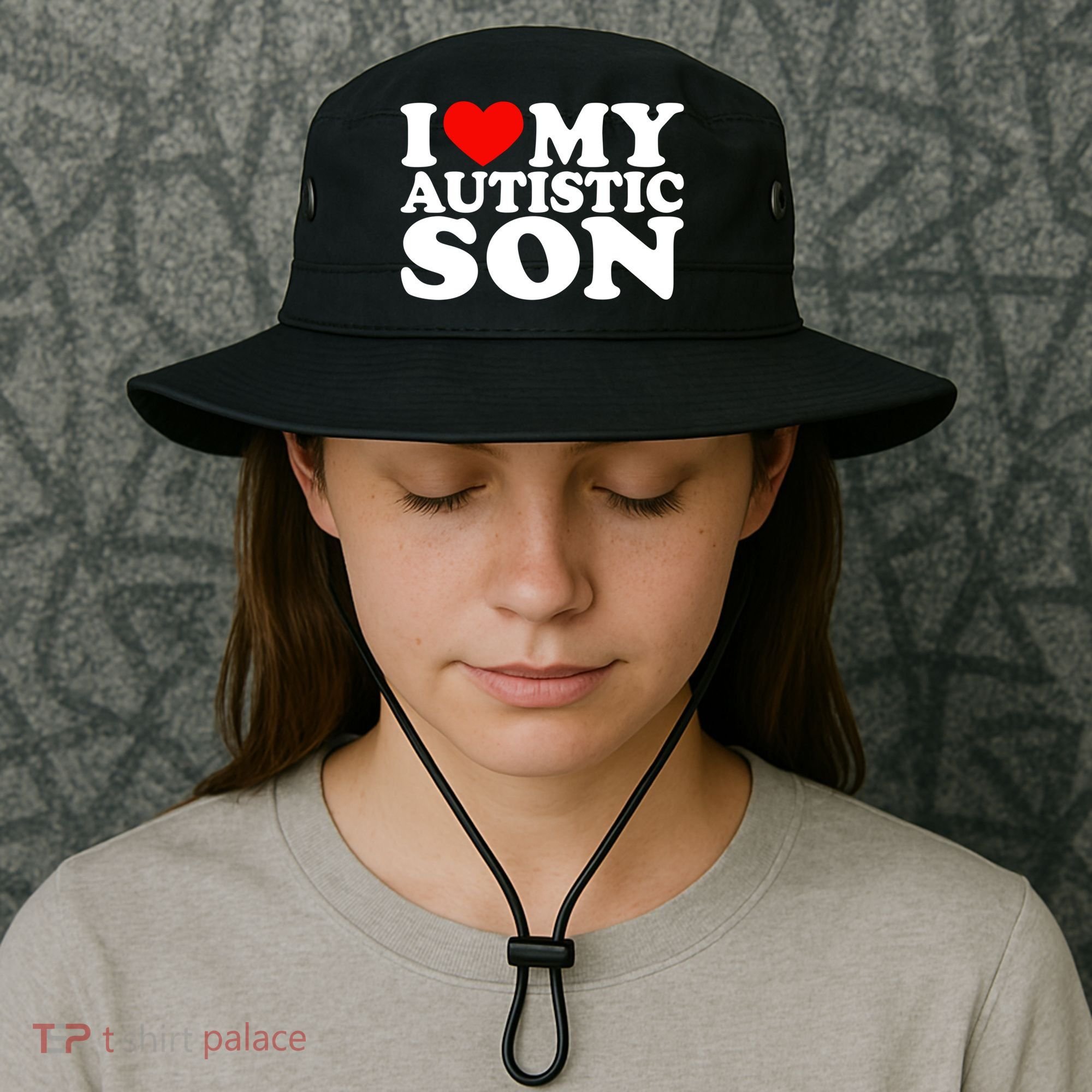 I Love My Autistic Son Gift I Heart My Son With Autism Mom Gift Bucket Hat