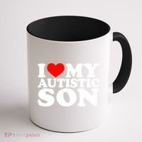 I Love My Autistic Son Gift I Heart My Son With Autism Mom Gift Coffee Mug thumb 1