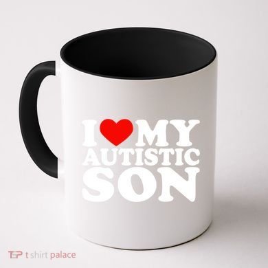 I Love My Autistic Son Gift I Heart My Son With Autism Mom Gift Coffee Mug