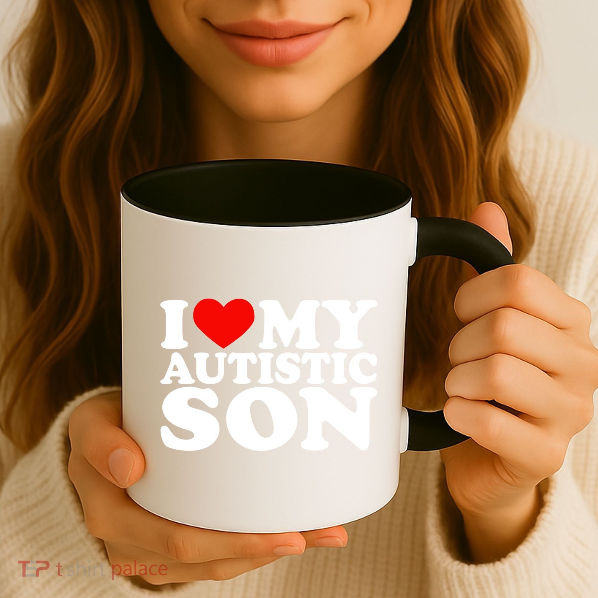 I Love My Autistic Son Gift I Heart My Son With Autism Mom Gift Coffee Mug