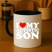 I Love My Autistic Son Gift I Heart My Son With Autism Mom Gift Coffee Mug thumb 4