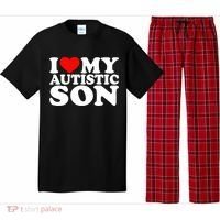 I Love My Autistic Son Gift I Heart My Son With Autism Mom Gift Pajama Set thumb 0