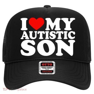 I Love My Autistic Son Gift I Heart My Son With Autism Mom Gift Hat