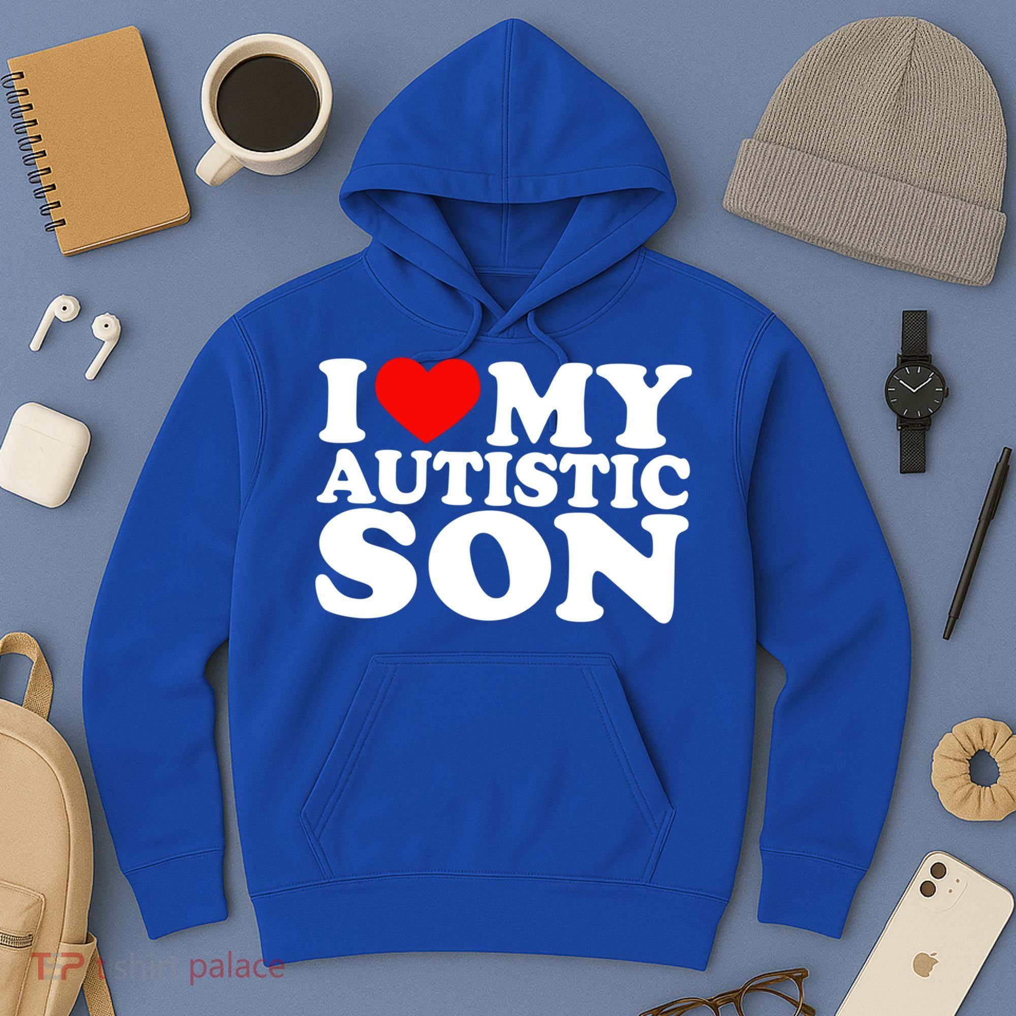 I Love My Autistic Son Gift I Heart My Son With Autism Mom Gift Hoodie