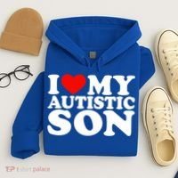 I Love My Autistic Son Gift I Heart My Son With Autism Mom Gift Hoodie thumb 4