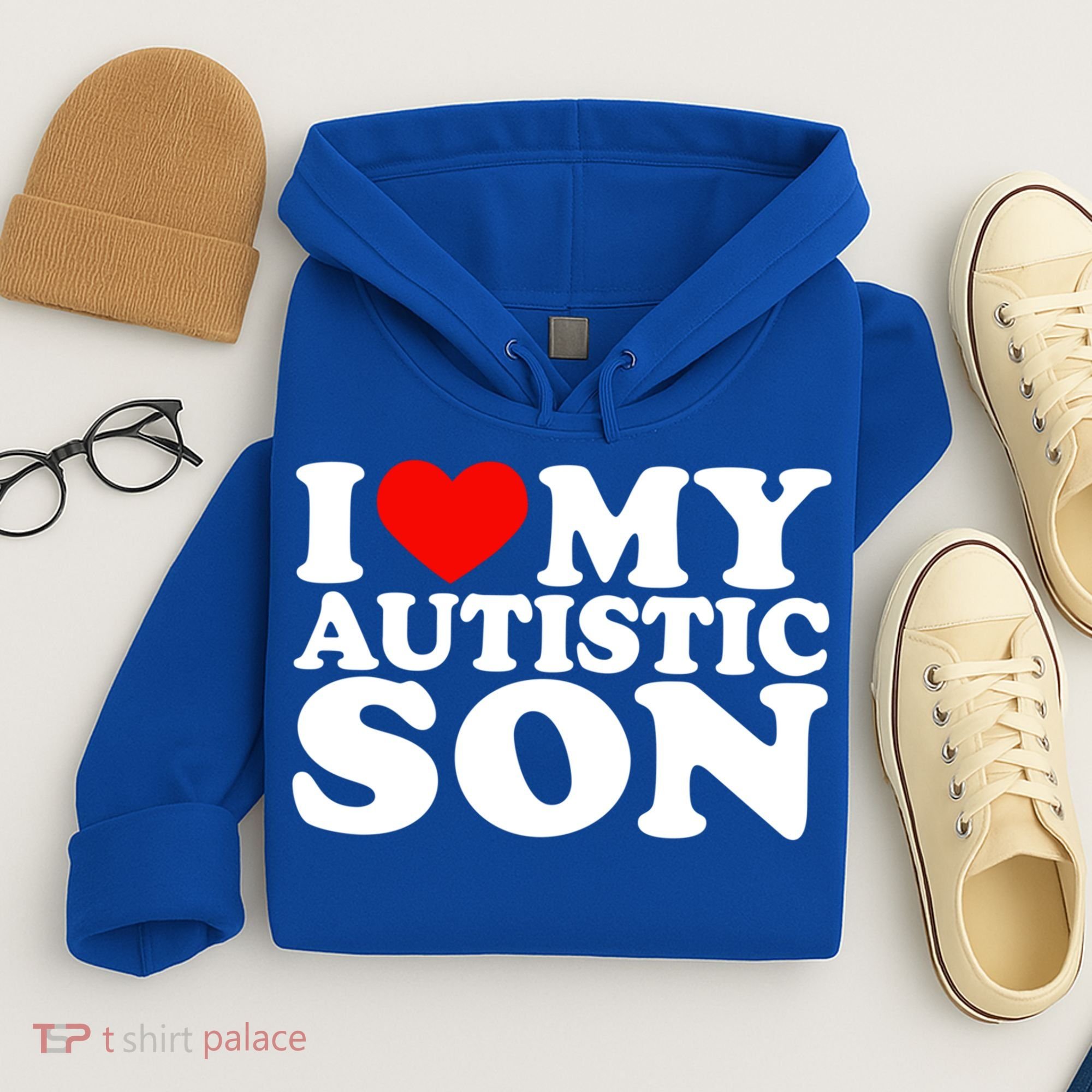 I Love My Autistic Son Gift I Heart My Son With Autism Mom Gift Hoodie