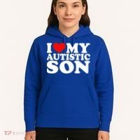 I Love My Autistic Son Gift I Heart My Son With Autism Mom Gift Hoodie thumb 5