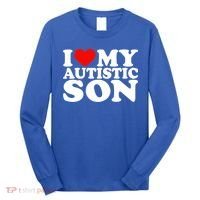 I Love My Autistic Son Gift I Heart My Son With Autism Mom Gift Long Sleeve Shirt thumb 0