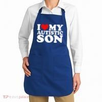 I Love My Autistic Son Gift I Heart My Son With Autism Mom Gift Apron thumb 2