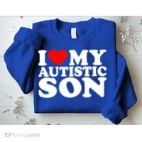 I Love My Autistic Son Gift I Heart My Son With Autism Mom Gift Sweatshirt thumb 2