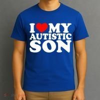 I Love My Autistic Son Gift I Heart My Son With Autism Mom Gift T-Shirt thumb 3