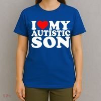 I Love My Autistic Son Gift I Heart My Son With Autism Mom Gift T-Shirt thumb 4