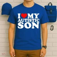 I Love My Autistic Son Gift I Heart My Son With Autism Mom Gift T-Shirt thumb 6