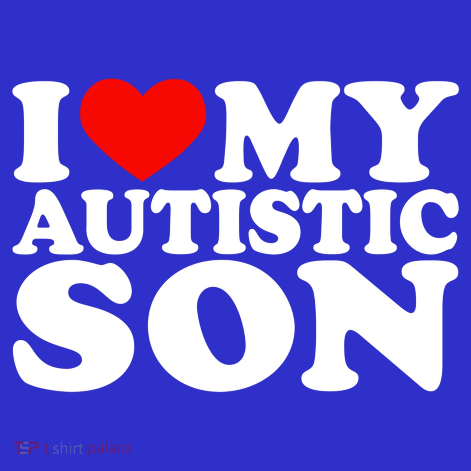 I Love My Autistic Son Gift I Heart My Son With Autism Mom Gift T-Shirt