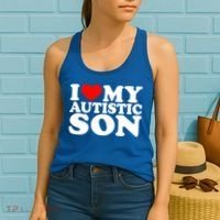 I Love My Autistic Son Gift I Heart My Son With Autism Mom Gift Women's Tank Top thumb 2