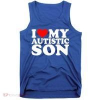 I Love My Autistic Son Gift I Heart My Son With Autism Mom Gift Tank Top thumb 0