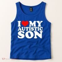 I Love My Autistic Son Gift I Heart My Son With Autism Mom Gift Tank Top thumb 2